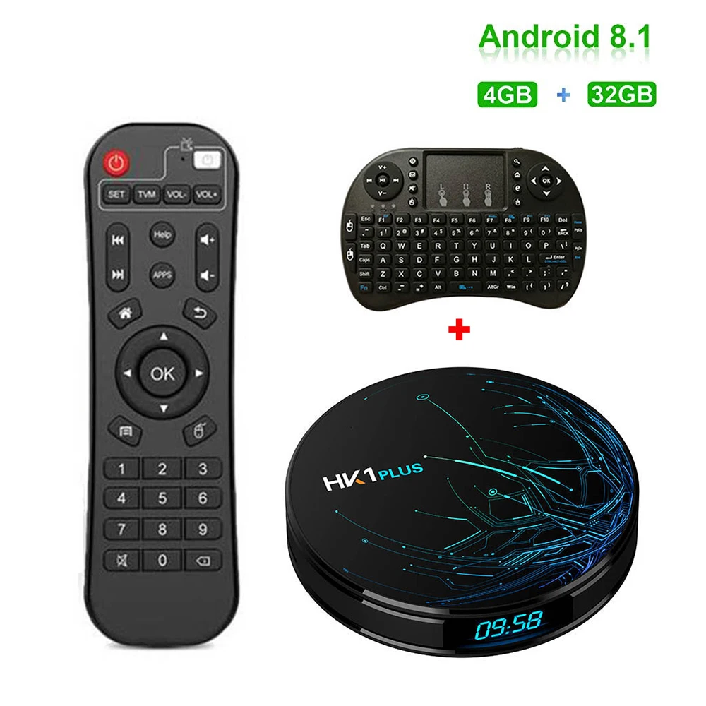 

HK1 Plus Smart TV Box Android 8.1 4GB RAM 32GB ROM Amlogic S905X2 USB 3.0 Ultra HD 4K WiFi Bluetooth Media Player Set Top Box