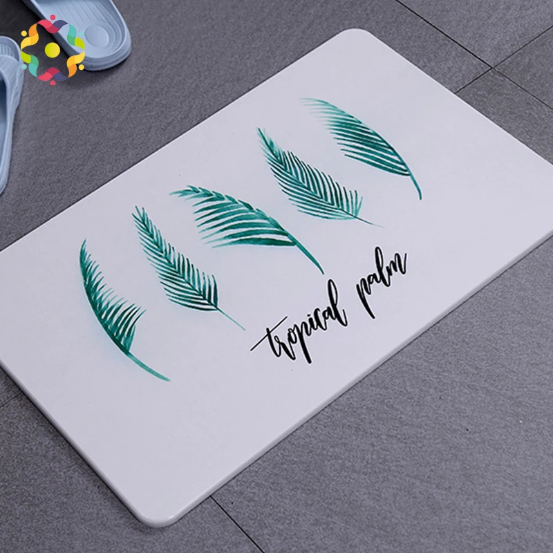 cheap ZJFC Natural Diatomaceous Printed Bathroom Rug Quick Drying Non slip Bath Mats Floor Carpet Ped Pad Seat Mattress For Decor