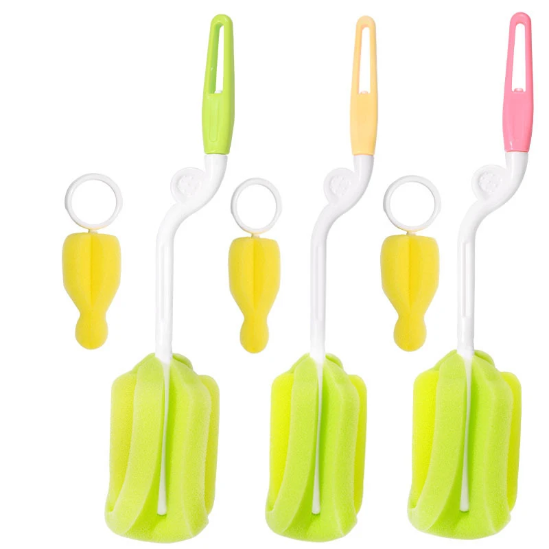 

2 Pieces / Set Of Newborn Nipple Brush Cleaning Tool Baby Bottle Sponge Brush 360 Degree Rotation Cleaning Glass Special Brush