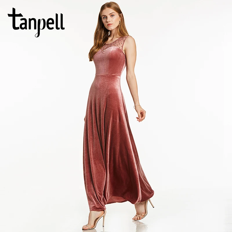 Tanpell beaded long evening dress dark royal blue sleeveless floor length a line dresses cheap women velour formal evening gown Tanpell beaded long evening dress dark royal blue sleeveless floor length a line dresses cheap women velour formal evening gown