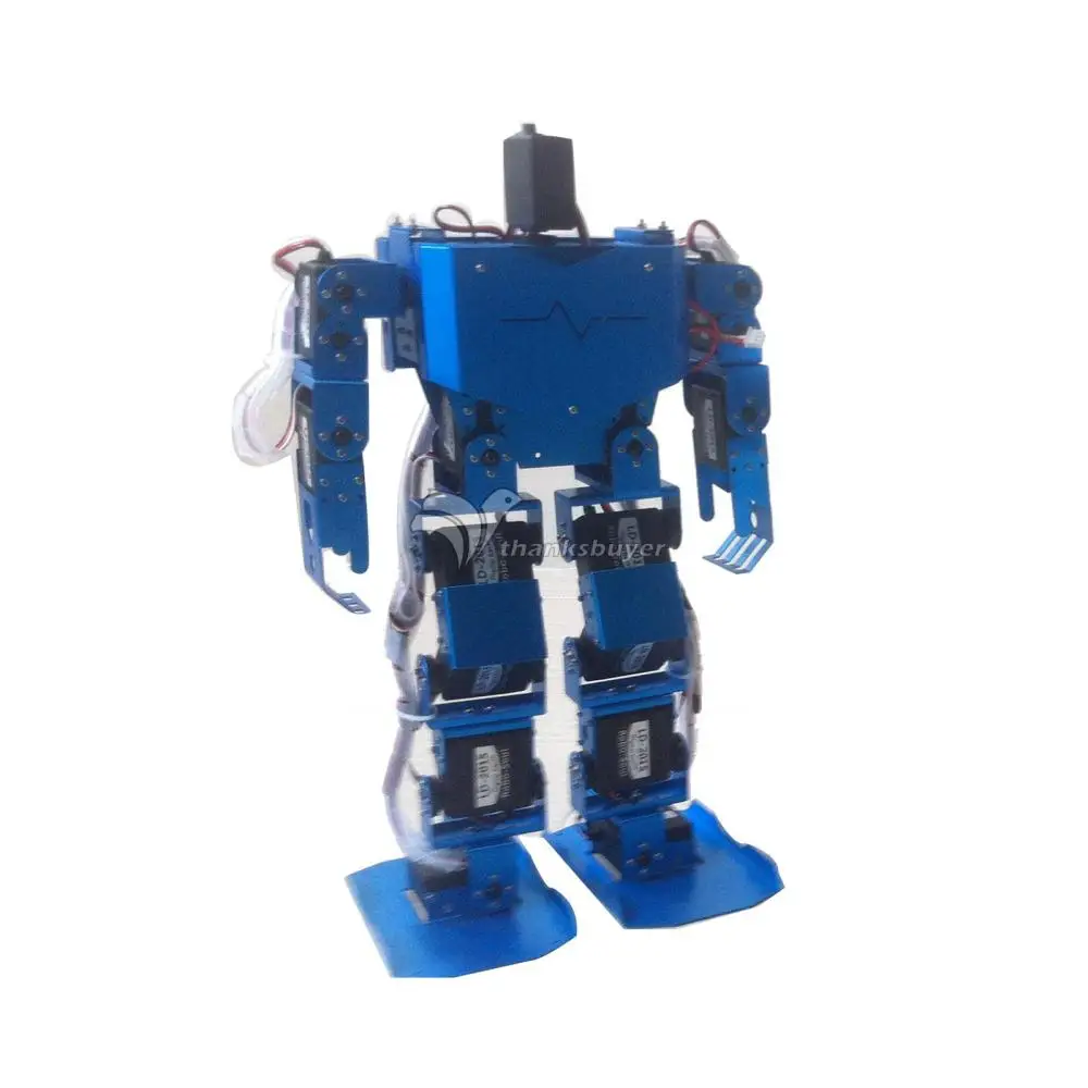 17DOF Robo-Soul H3.0 Biped Robotics Humanoid Robot алюминиевая рама полный комплект w/17 pcs Servo+ контроллер - Цвет: Blue