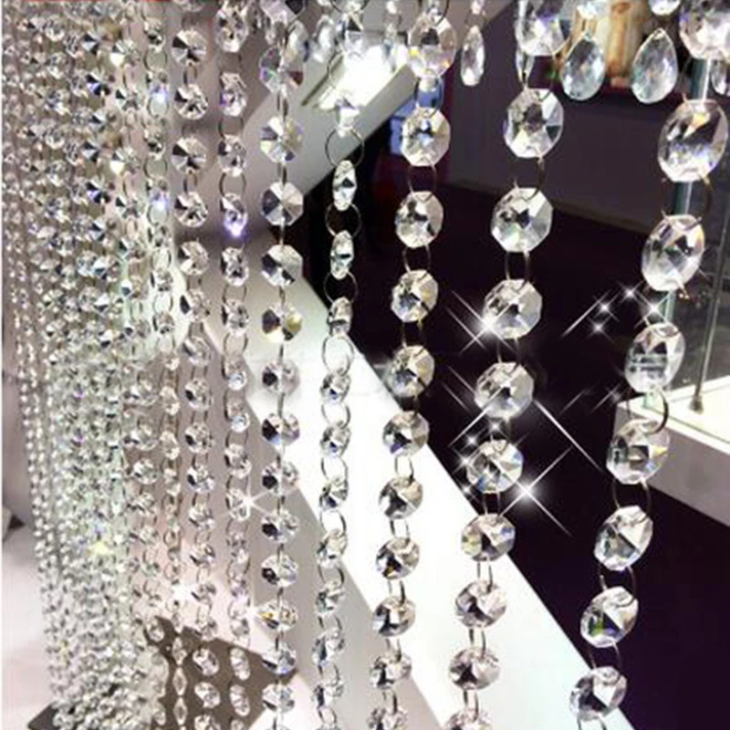 Crystal Acrylic Gems Bead Garland Strands Kinhom 16 Feet Hanging Clear 14Mm Dai 