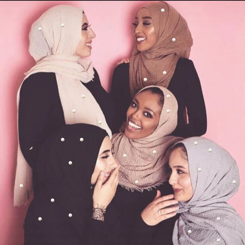 

MISM 40 Colors Muslim Shawls Cashmere Scarves Women Solid Pearl Wrap Tassel Kerchief Hijab Wrap Bandana Foulard Cheveux Skjerf