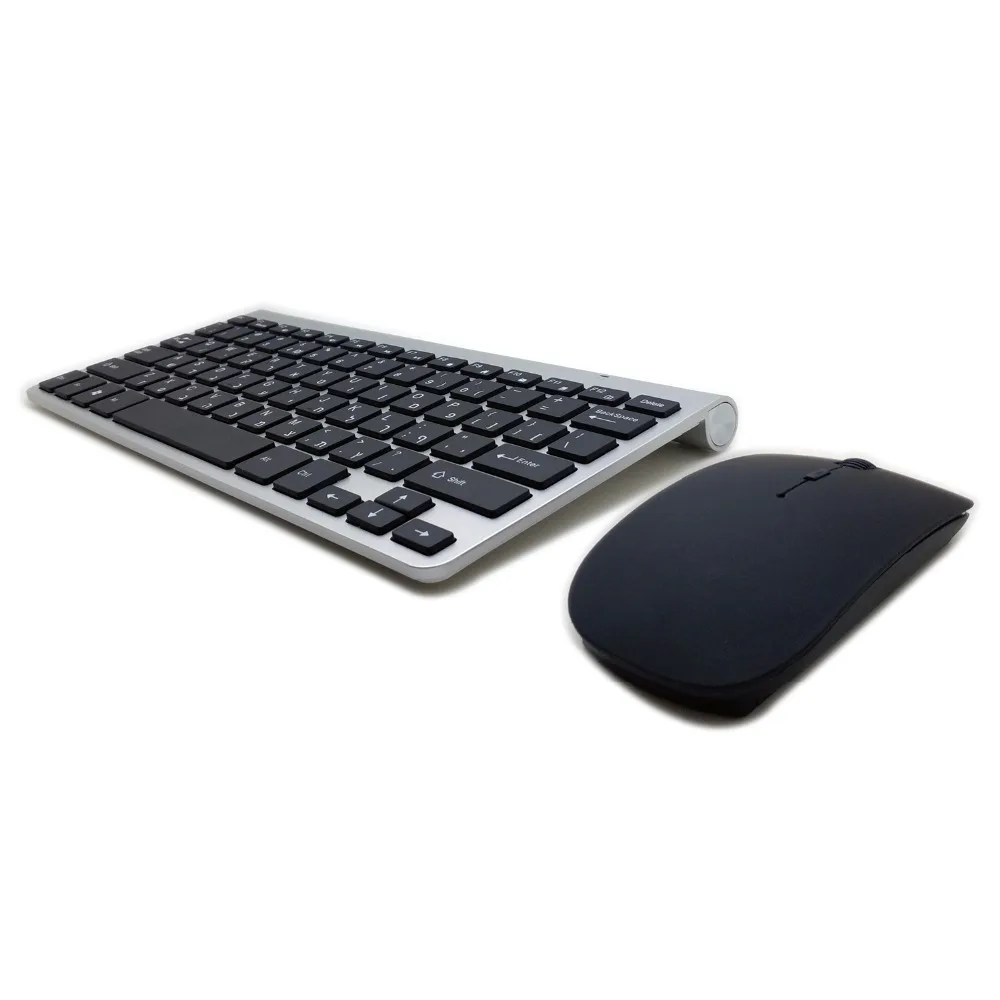 Skup Ultra cienki 2.4G hebrajski połączenie bezprzewodowej klawiatury myszki DPI 1200 bezprzewodowej myszy i mini adapter dla komputerów Mac win xp 7 10 tv box z androidem