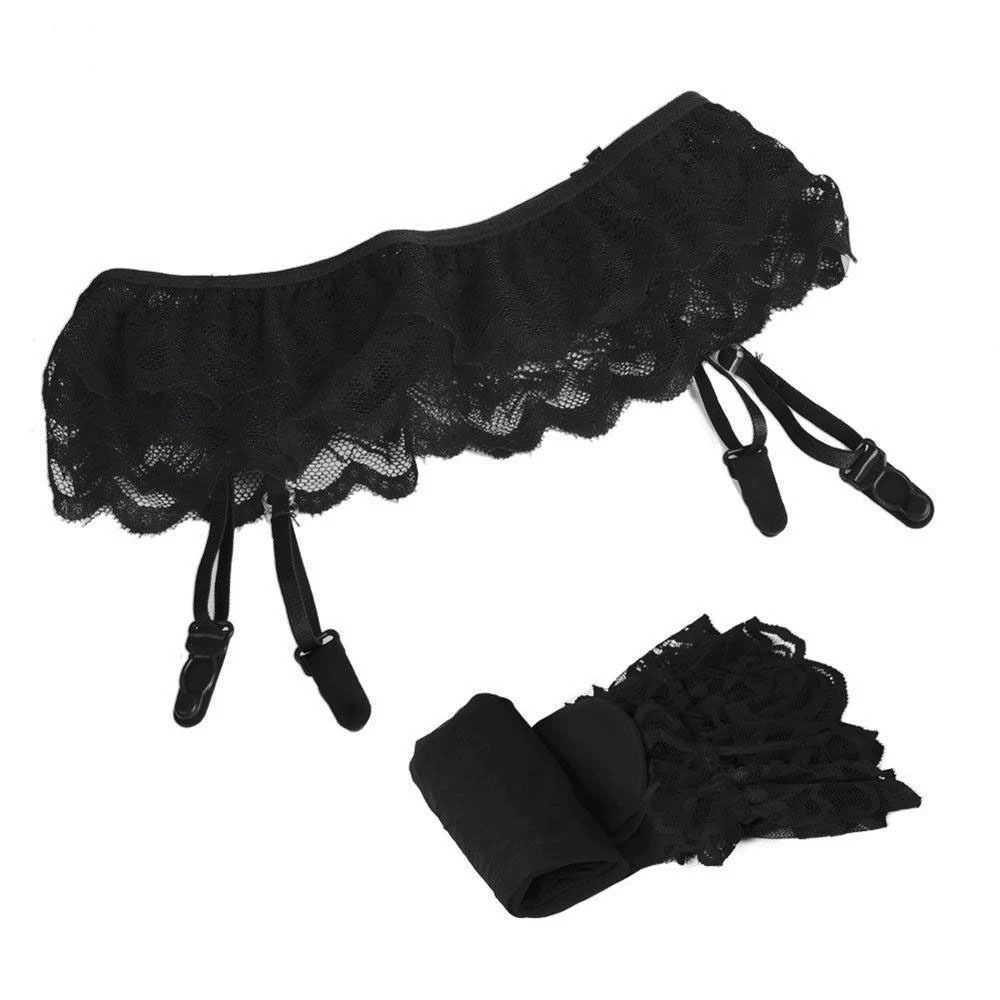 

Fashion 1SET Womens Sexy Hot Lace Top Thigh- Highs Stockings Socks+ Suspender Gart for your Wife