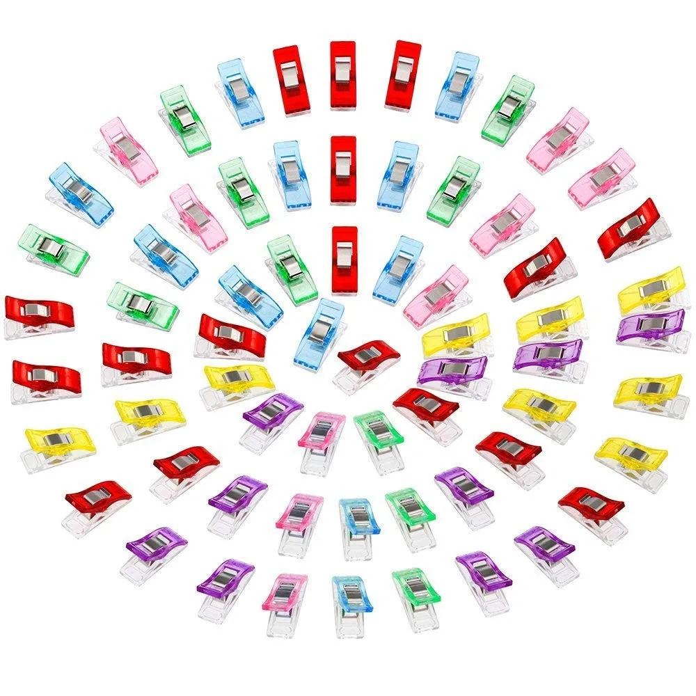 

105 PCS Colorful Sewing Craft Quilt Binding Plastic Clips Clamps Pack storage organizer #0305