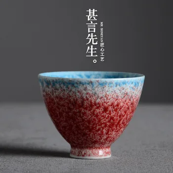 

Handmade Red Teacup Master Cup Jingdezhen Ceramic Teacup Making Small Teacup Kungfu Teacup