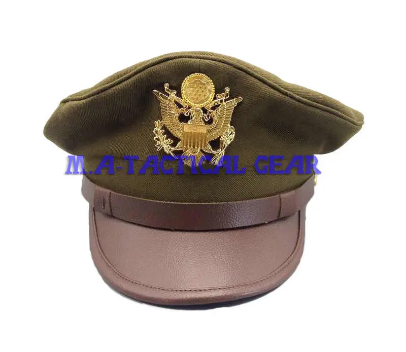 

WWII WW2 US AirR Force AAF Officer Cap With Hat GOLD Color EAGLE Badge