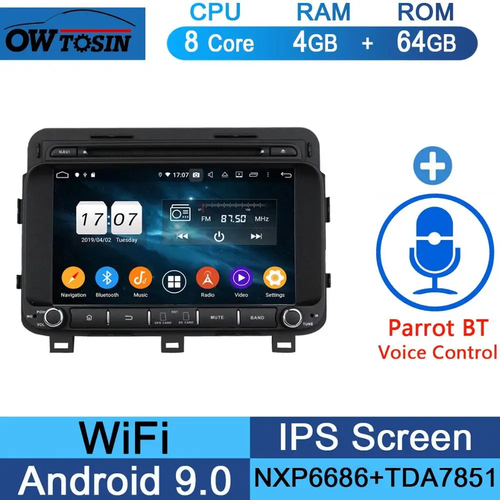 " ips 8 ядерный 4 Гб ОЗУ+ 64 Гб ПЗУ Android 9,0 Автомобильный DVD Радио gps Navi для Kia OPTIMA K5 DSP CarPlay Parrot BT стерео Adas - Цвет: 64G Parrot BT