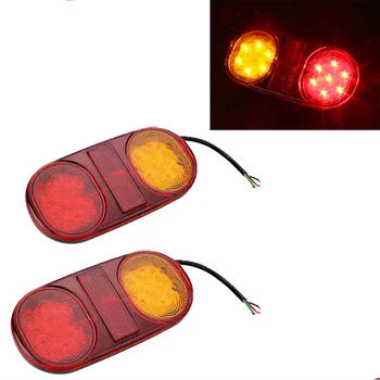 

1Pair LED Tail lights Red Yellow Stop Turn Signal Lamp for 12V 24V Truck Trailer Lorry