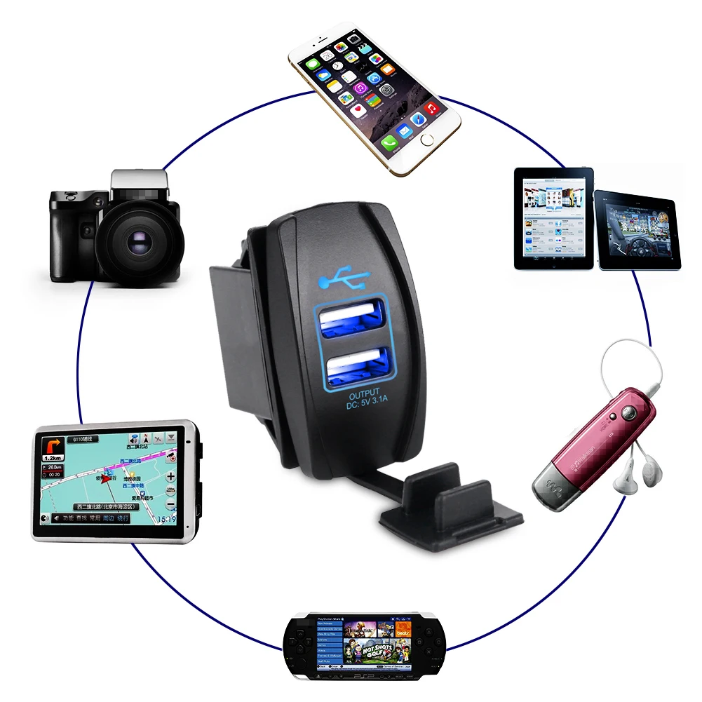 USB зарядное устройство ADPOW 12 24 В для мотоциклов грузовиков квадроциклов лодок