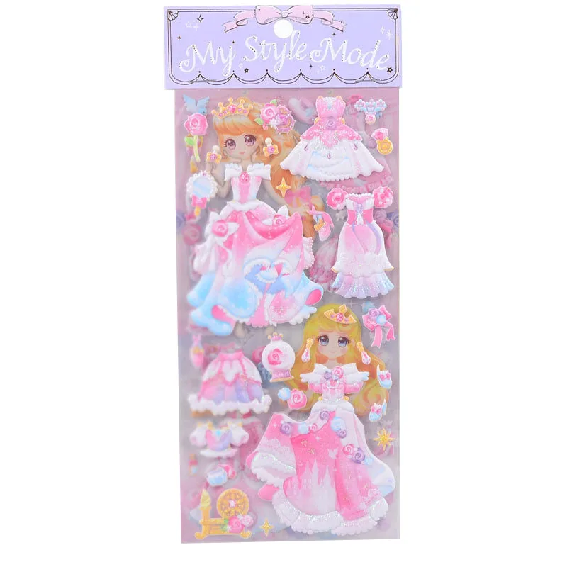 Случайный стиль принцесса стикеры обувь для девочек 3D Kawaii Ноутбук платье девушка