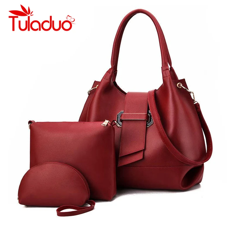 

3 Pcs Women Handbag Set 2019 Messenger Bags Ladies Fashion Shoulder Bag Lady PU Leather Casual Female Shopper Tote Sac Femme