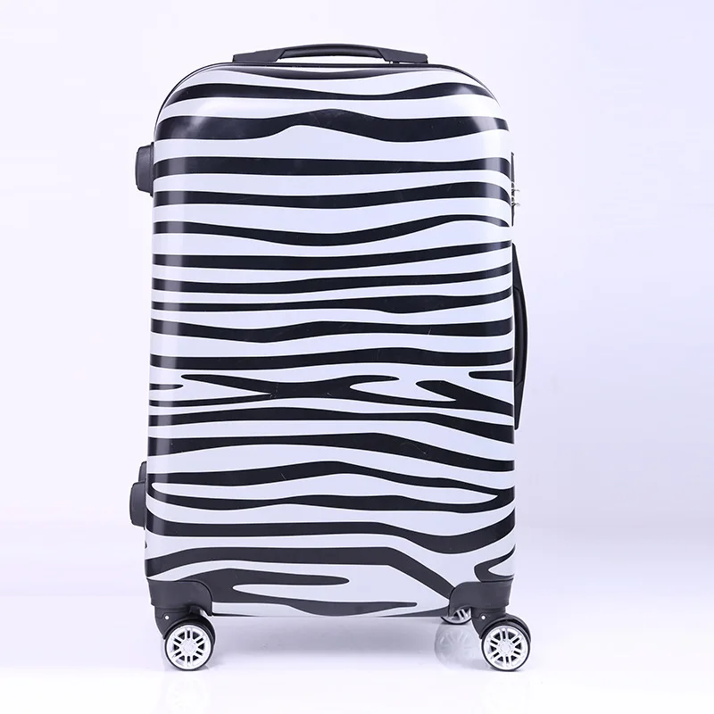 Maleta de viaje ABS PC Spinner con cremallera y Estampado de rayas de cebra de 20 y 24 pulgadas para mujer|abs pc|travel suitcases - AliExpress