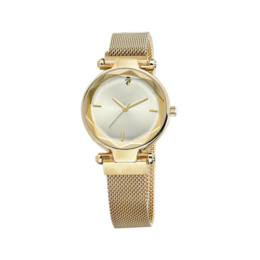 Простые женские часы, модные женские часы, роскошные кварцевые наручные часы, неправильный циферблат, магнитная пряжка, ремешок Zegarki Damskie@ 50 - Цвет: Gold