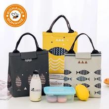 ¡BONAMIE ventas calientes! Bolsa Oxford resistente al agua, bolsa de almuerzo, gran capacidad, bolsas térmicas para Picnic, bolsas de almuerzo para mujeres, niños, hombres, patrón de pescado