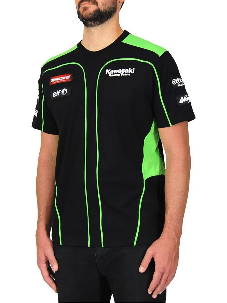 Мотоциклетная мото для Kawasaki T'shirt Riding Team Racing Мужская Черная зеленая футболка