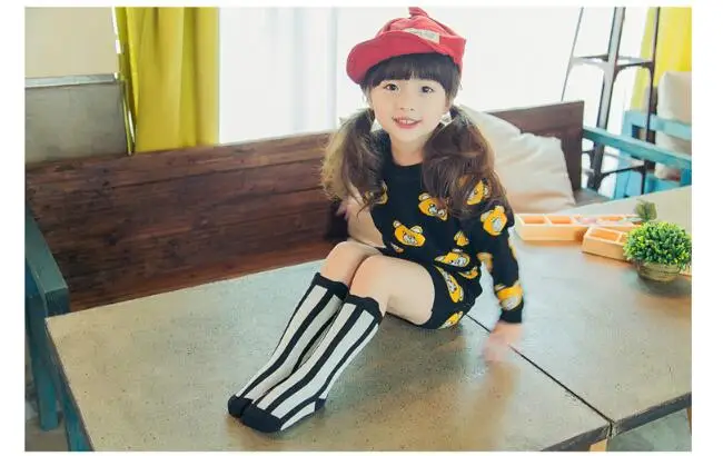 Гольфы для маленьких девочек милые детские теплые однотонные хлопковые длинные черные носки без пятки для девочек Полосатые носки для кроссовок