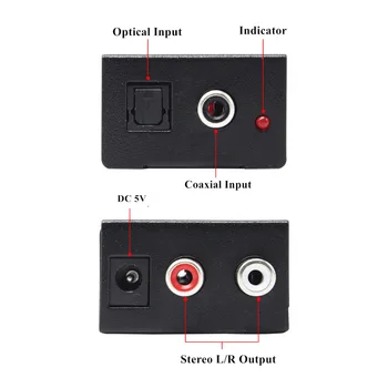 

Wiistar Digital to Analog Audio Converter Adapter 3.5mm Optical Coaxial Toslink Audio to RCA L/R Audio