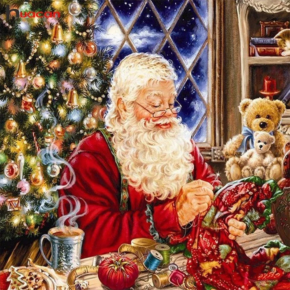 

Huacan Diamond Painting Full Square Drill Santa Claus Diamond Embroidery Christmas Bear Diamond Mosaic Sale Rhinestones Kit Gift