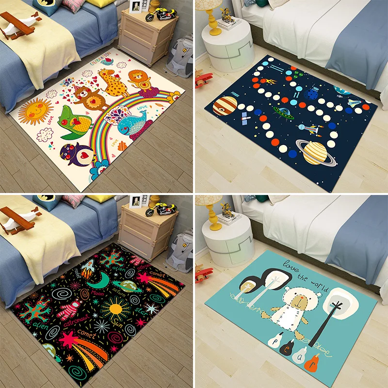 Детский ковер с животными из мультфильмов, ковер для спальни, коврик для гостиной, детский игровой коврик, Детский напольный коврик, обучающий ковер