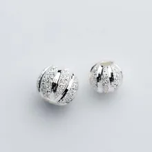 Contas espaçadoras 5 pçs/lote prata esterlina 925, artesanato redondo buraco grande espaçador 5mm 6mm matte bombas charme diy pulseiras que fazem joias