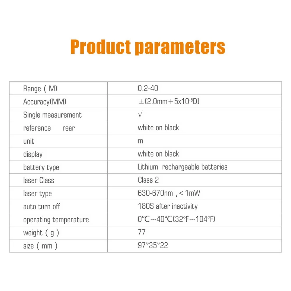 Мини 40 метровый лазерный дальномер литиевая батарея класс 2 ручной дальномер цифровой дальномер электронная линейка номер метр
