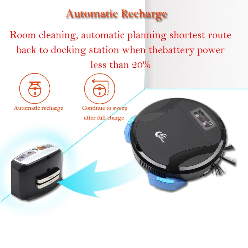 Робот Пылесос Smart Cleaner 330C с 280 мл резервуар для воды Wi Fi App управления и Авто Зарядка