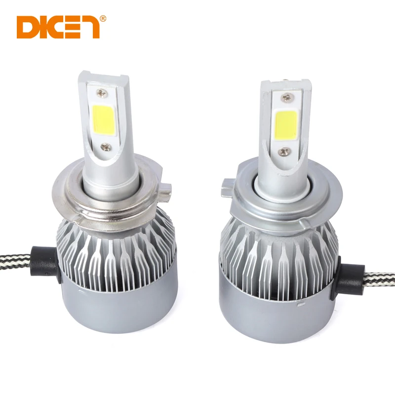 DIC 2Pcs H7 LED xenon Headlight Bulbs Conversion Kit 72W 36W 7600LM