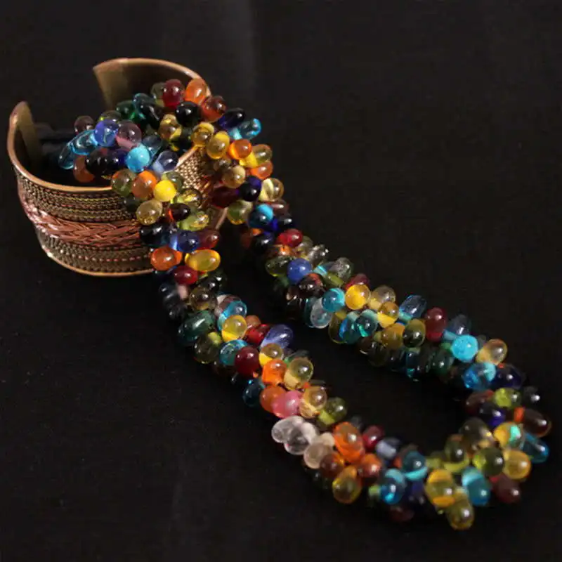 Красочное ожерелье TNL343 из непальского стекла с бусинами для девочек|glass bead