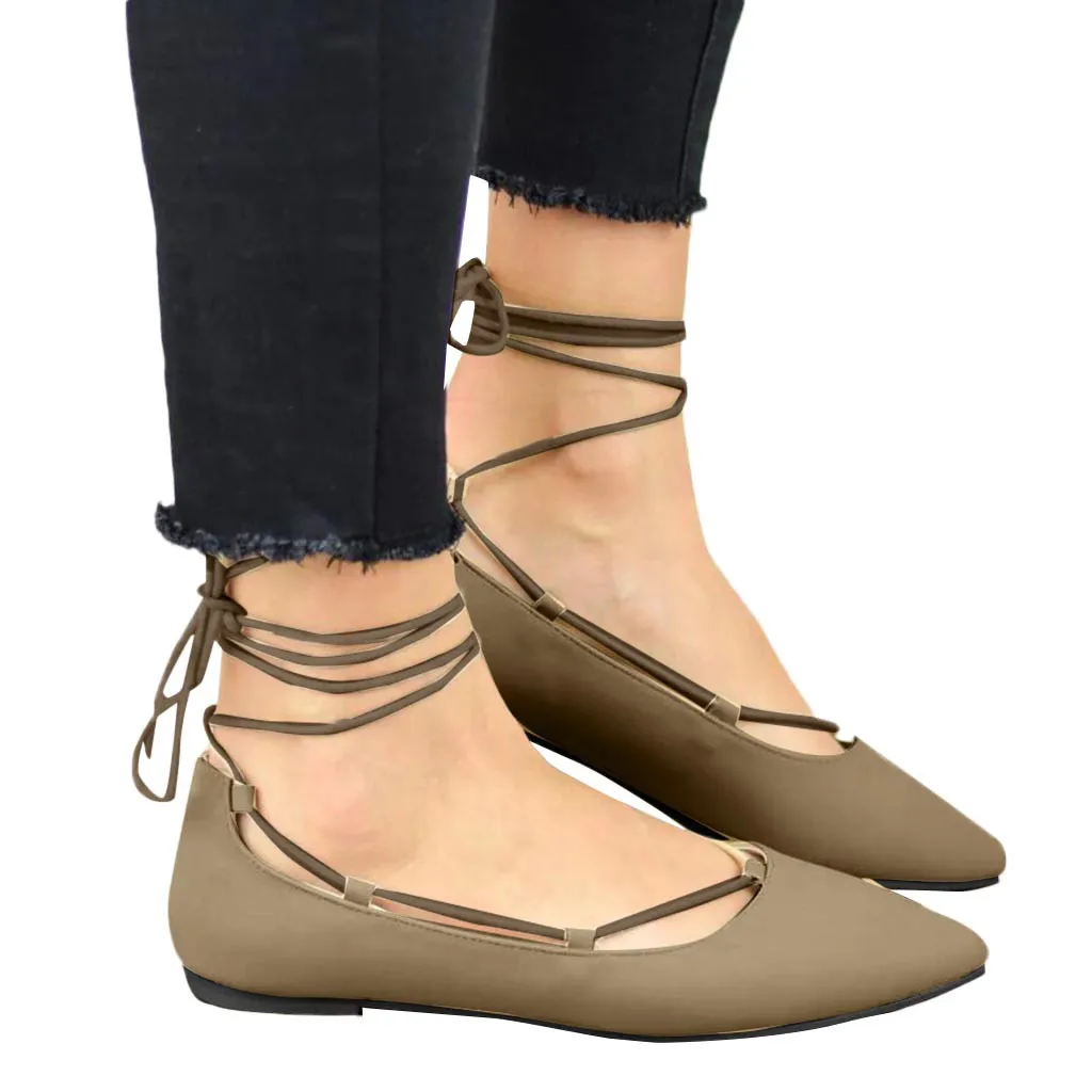 Peu Profonde Simples Noir up Mode Arrivée Orteil Chaussures Dentelle gris Nouvelle Bandage Talon Pointu Casual De Pur Mujer kaki Zapatos Plat Femmes Bouche wq480H