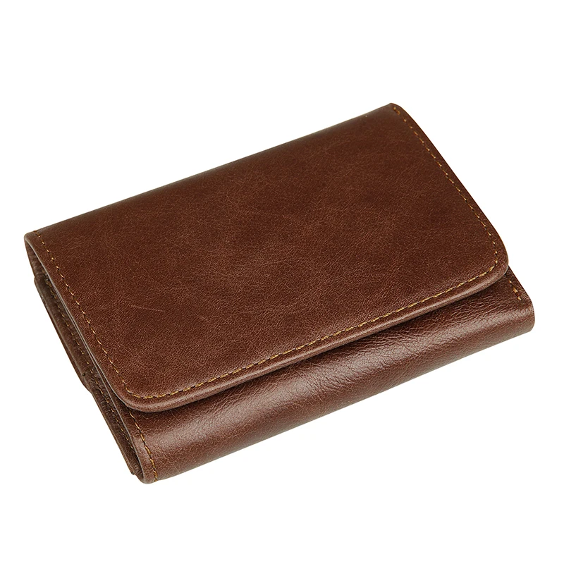Kaufen RFID Sperrung Echtem Leder Kurze Brieftasche Für Männer Solide Haspe Design Karte Halter Geldbörse Trifold männer Brieftasche Geldbörsen