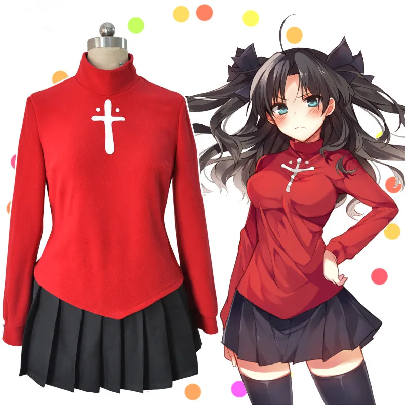 Cartoon Fate/Stay night Anime Cosplay Halloween Party Tohsaka Rin Cos Japanese girls female Daily costume | Тематическая одежда и