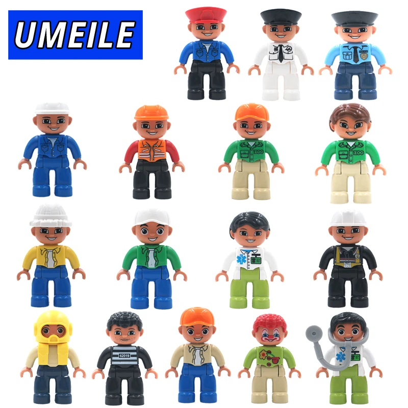 UMEILE Original City Series Policeman/Thief/Doctor/Nurse Figure Large Particle Building Blocks Baby Toy Compatible with Duplo baby-blocks