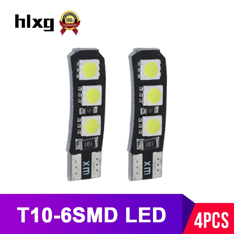 

hlxg 4pcs Led T10 W5W Car Bulbs Lamp Clearance Lighting Turn Signal Lamp Reading Interior Lights Car Accessories W5W 194 12V