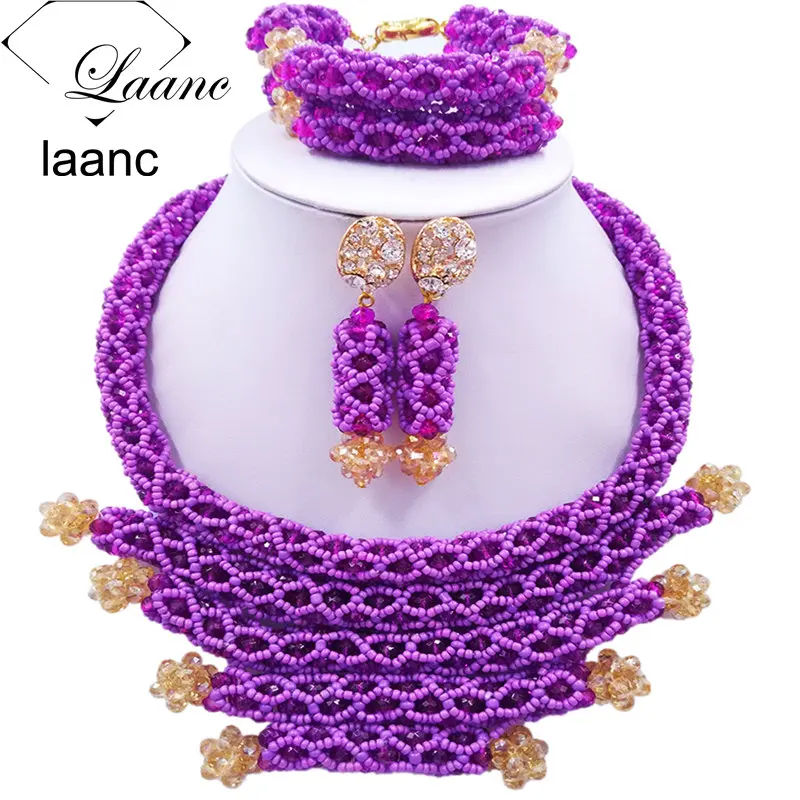 Fashion Women Costume Crystal Beaded Necklace Purple African Beads Jewelry Set for Nigerian Wedding BZDJ003 цена Fashion Women Costume Crystal Beaded Necklace Purple African Beads Jewelry Set for Nigerian Wedding BZDJ003 цены онлайн