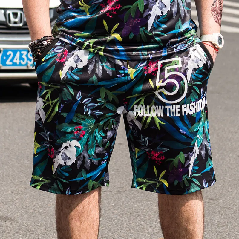 

2017 Summer New Brand Beach Shorts Men High Quality Num Print Oversized Men's Clothing Leisure Short Casual Shorts Masculino