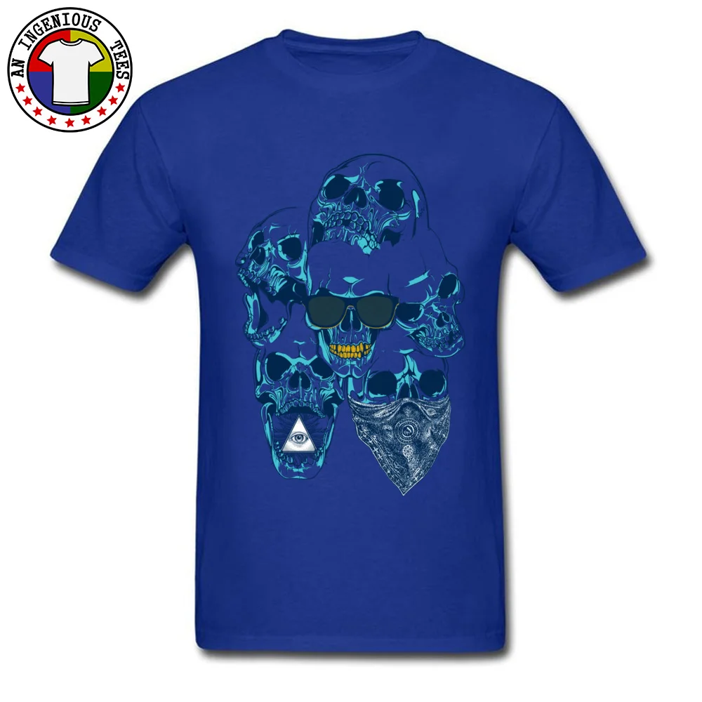 Skull Gangsta Pure Cotton T-Shirt for Men Short Sleeve Cool Tops Shirts 2018 New Fashion Summer Round Neck Tshirts Normal Skull Gangsta blue