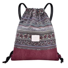 2019 New Drawstring Fitness Bag Women Sports Bag Folk-Custom Bouquet Pocket Beach Bags f10