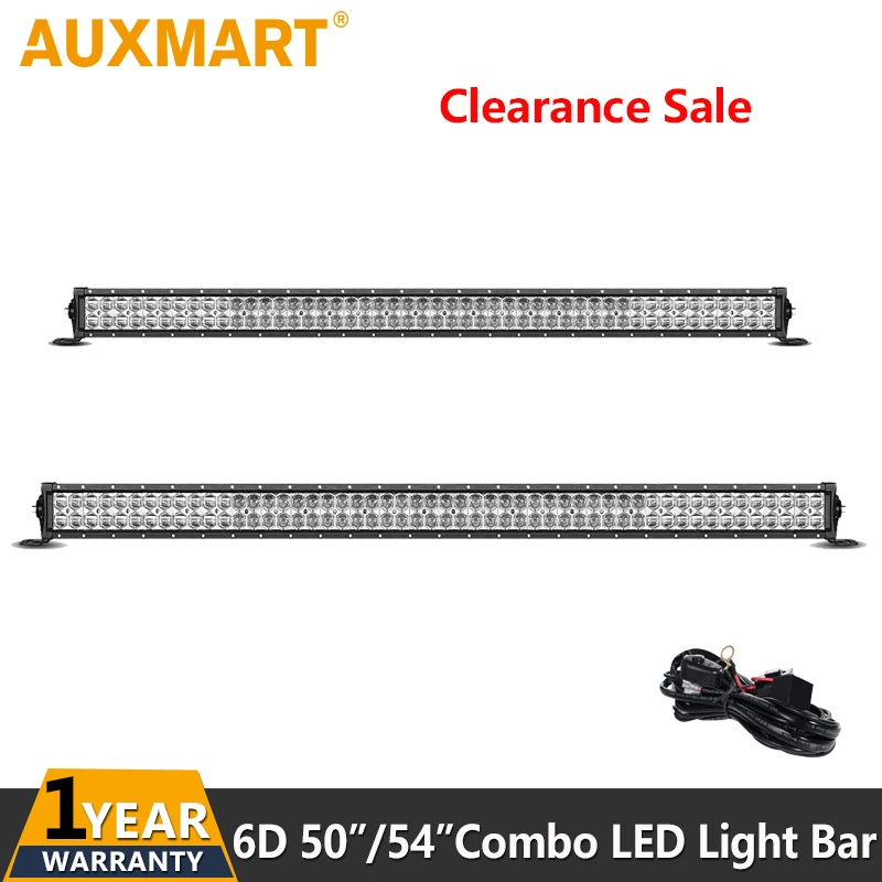 

Auxmart 50"/54" Straight Led Work Light Bar Combo Beam 6D Lens Off-Road Driving Light Car SUV PickUp 4WD Truck Led Bar DC 12V