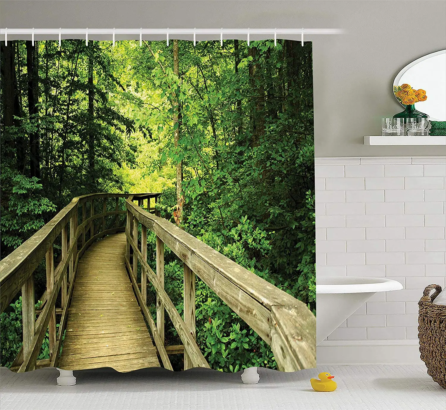 

Nature Shower Curtain House Decor Tropical Forest Park Summertime Environment Nature Holidays Adventure Scene Bathroom