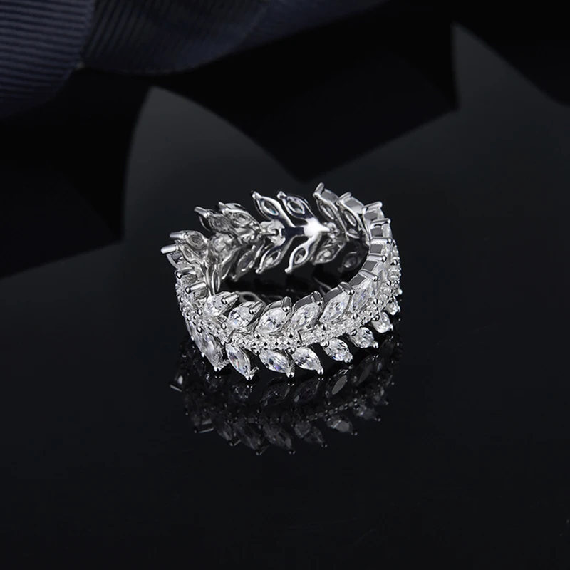 

Olive Leaf Ring S925 Sterling Silver Micro-inlaid Zircon Trendy Jewelry Fits Monaco Jewelry Matching Gift Women's Rings