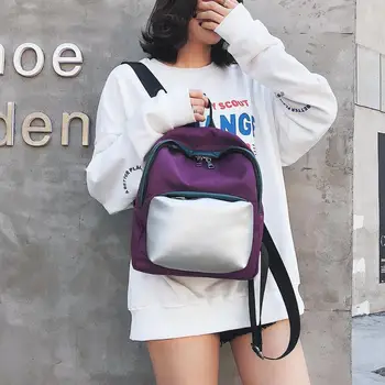 

Stylish Women Backpack Girl Preppy Style Schoolbags Splicing Color Shoulder Bag Rucksack Student Large Capacity Travel Backpack
