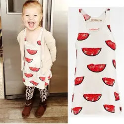 

Infant Baby Girls Sleeveless Watermelon Print Long Casual Summer Dress Sundress For Summer 2016
