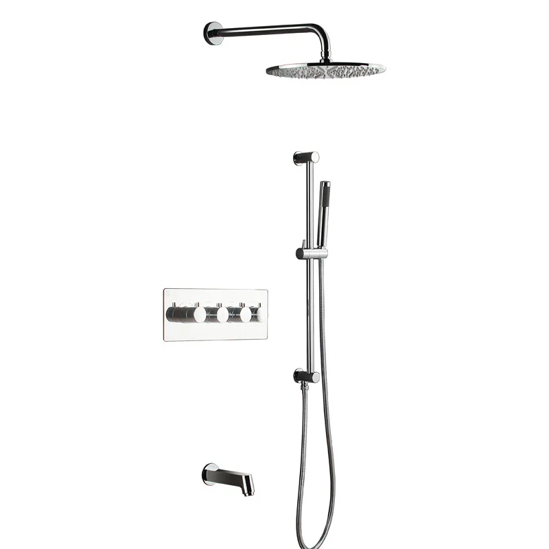 Bathroom Luxury Rain Showerhead Thermostatic Combo Unit Set 30cm Wall