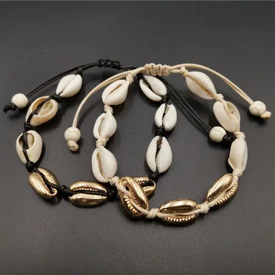 

1pc Natural Seashell Handmade Hand Knit Bracelet Shells Bracelets Beach Ocean Shells Charm Bracelet Delicate Jewerly 8620-8621