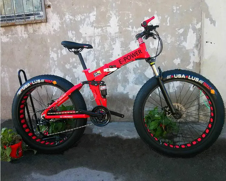 Clearance Kalosse aluminum alloy  folding Beach  bike  30 speed  26er  mountain bike  26*4.0 tires  M610   Snow mountain bicycle 1