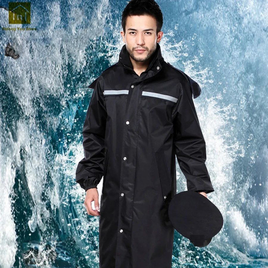 

Black Long Raincoat Men Waterproof Camping Ladies Raincoats With Hood Women Capa Lluvia Impermeable Rain Cover QKR242