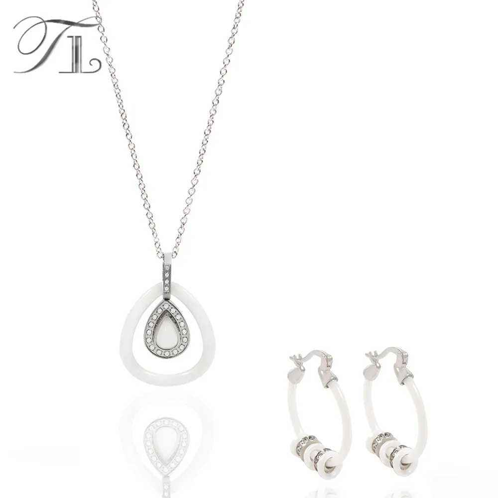 

TL White Ceramic Jewelry Set Included Earrings&Necklace Fashion Style Jewelry Sets For Women Minimalist Design Lifestyle Jewelry