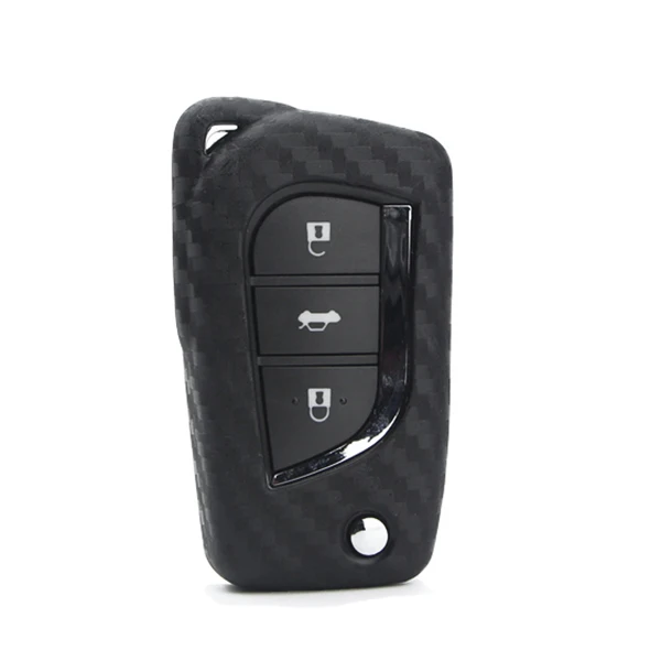 KUKAKEY чехол для ключей из углеродного волокна для Toyota Corolla Camry Crown Lewin eiz RAV4 Highlander Авто Стайлинг - Название цвета: Черный